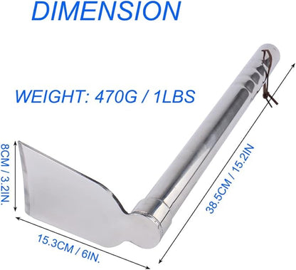 Stainless Steel Garden Hoe 15-inch Length Lightweight Weather Resistant Metal Hand Tool for Weeding