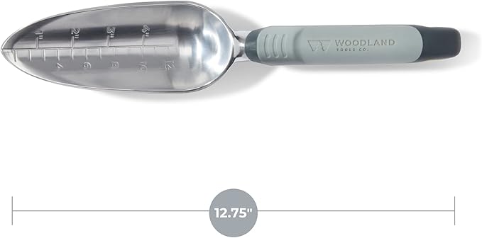 Woodland Tools Heavy Duty Garden Transplanter - Narrow Anodized Aluminum Hand Shovel with Depth