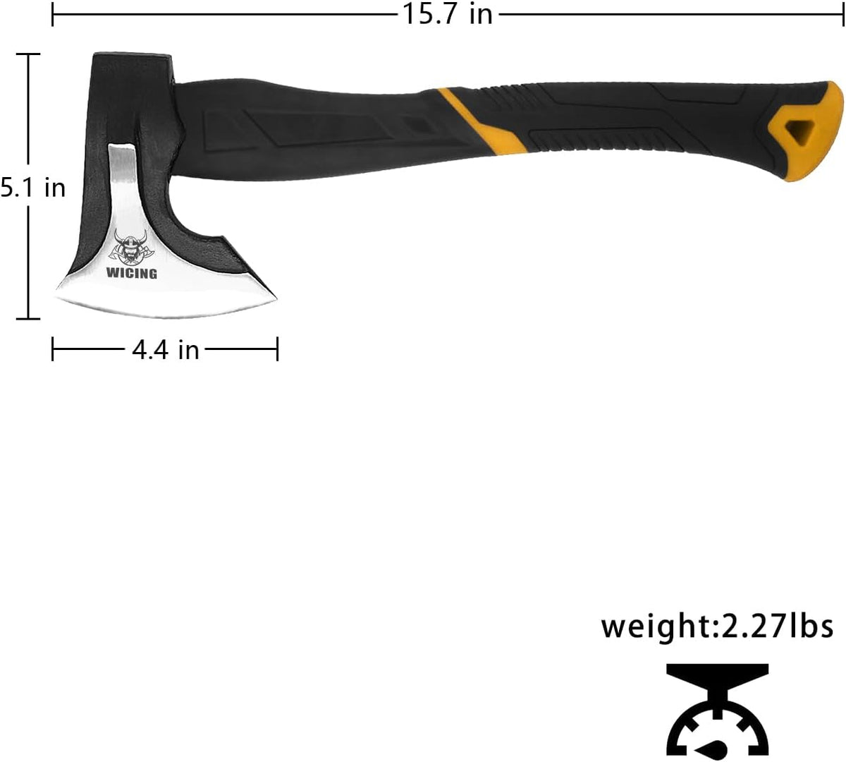 Splitting Axe, 15-inch Camping Hatchet, Chopping Axe 1065 High Manganese Steel and Ergonomic