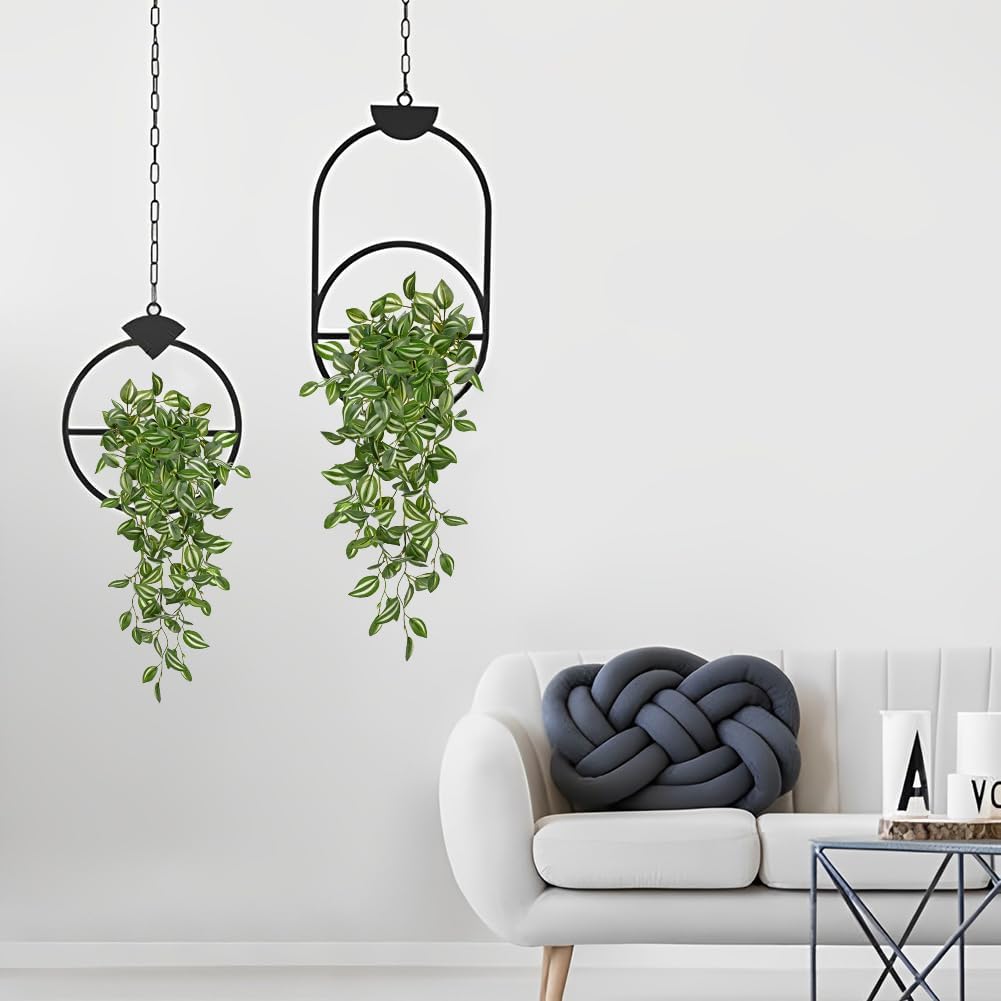 DILATATA Fake Hanging Plants Artificial Hanging Plants 22" Faux Wandering Jew Hanging Leaves Plants