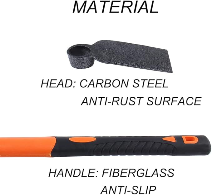 Single Head Hoe with Heavy Duty Forged Adze and Ergonomic Non-Slip Handle for Loosening Soil