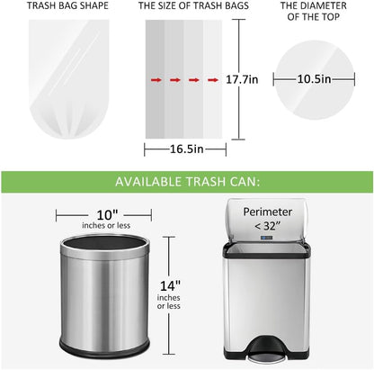 180 Counts 2 Gallon (1.8-2 Gal) Small Trash Bags Garbage Bags by RayPard, fit 1.6,1.8,2,2.2 Gal