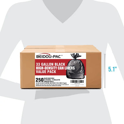 33 Gallon Trash Bags, 250 Count Bulk, Black Garbage bags, Multi-purpose Trash Can Bin Liners for