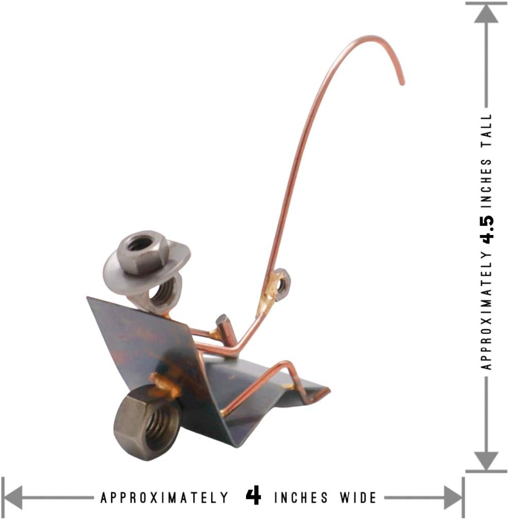 Lazy Fisherman Collectible Handmade Metal Art Figurine, Desk Accessories, Trophy, Boss Gift, Office