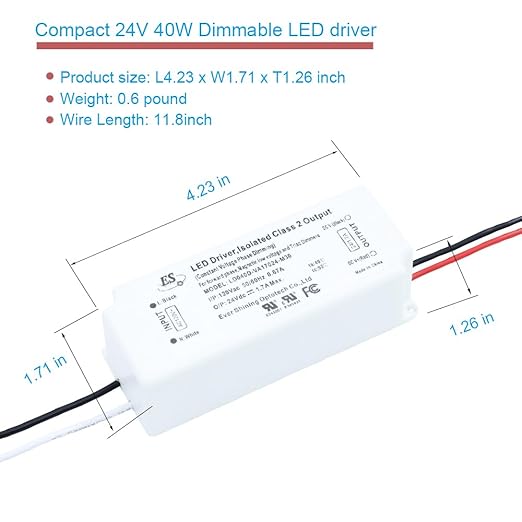 UL Recognized 24V LED Driver Dimmable, 120V to 24 Volt Transformer Triac Dimming Power Supply IP67