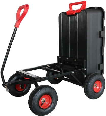 Garden Dump Cart,Heavy Duty 900lbs Poly Wheelbarrow with 10-Inch Tires,180° Rotating Handle,Steel