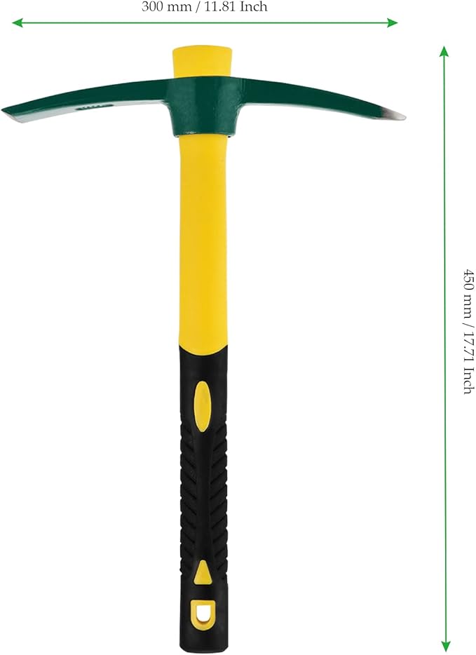 17.7 Inches Pick Mattock Hoe with Fiberglass Handle, Forged Steel Garden Tool Weeding Pick Axe for