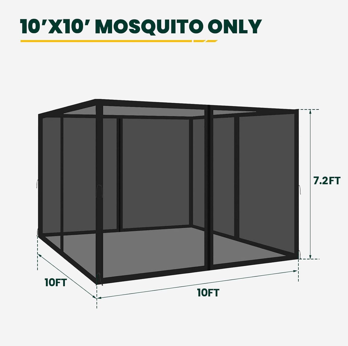 OLILAWN Gazebo Universal Replacement Mosquito Netting, 10' x 10' Outdoor Canopy Net Screen 4-Panel