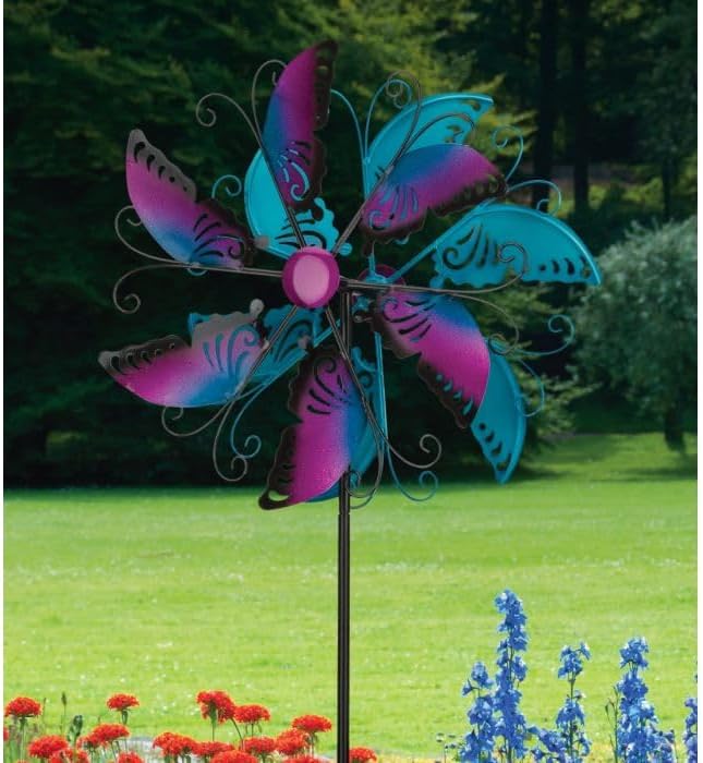 Regal Art & Gift Butterfly Wind Spinner – Metal Yard Decorations Outdoor | Kinetic Garden Spinner