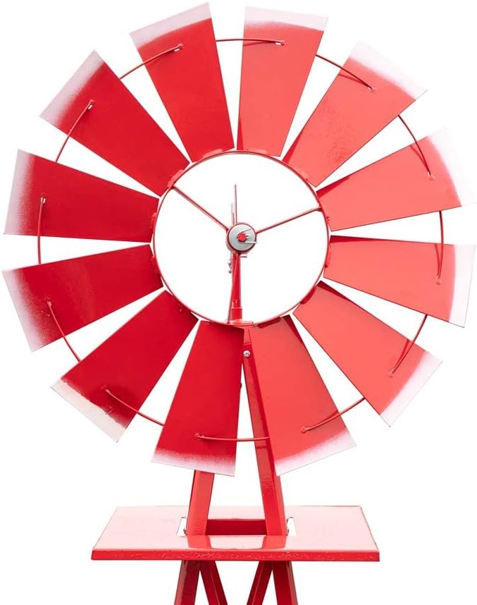 8FT Windmill for Yard Garden Decoration with Weather Vanes，Heavy Duty Outdoor Wind Mills, Large