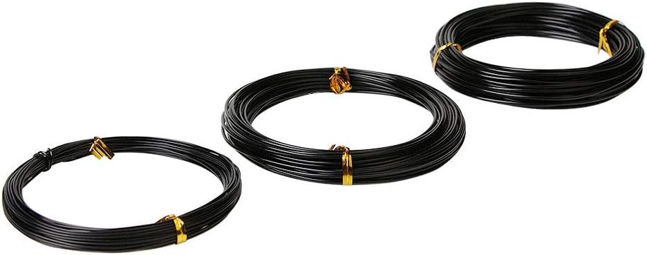 Quality Black Long Lasting Bonsai Training Wire Set of 3 Sizes - 1.0mm, 1.5mm, 2.0mm (32 Feet Each