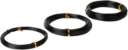 Quality Black Long Lasting Bonsai Training Wire Set of 3 Sizes - 1.0mm, 1.5mm, 2.0mm (32 Feet Each
