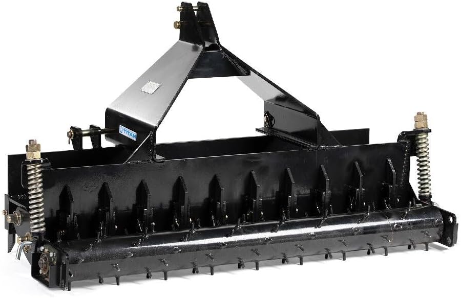 Titan Attachments 60in Soil Yard Pulverizer, Spiked Drum, Category 1 and 2, 3 Point, Quick Hitch