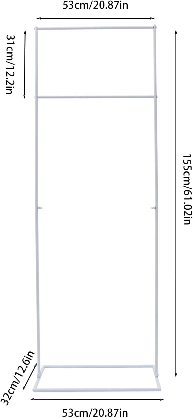 DYNAMI White Square Wedding Backdrop Stand, Steel Rectangular Balloon Arch Stand w/Base,for Wedding
