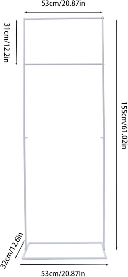 DYNAMI White Square Wedding Backdrop Stand, Steel Rectangular Balloon Arch Stand w/Base,for Wedding