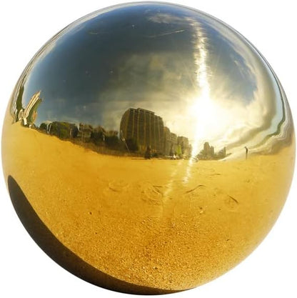 Nerien 8 Inch Gazing Ball, Stainless Steel Garden Mirror Globe, Polished Ornament Sphere, Hollow