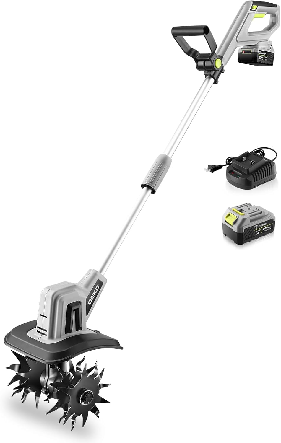 20V Cordless Tiller Cultivator,48 Steel Tines Garden Tiller,9inch Wide Electric Tiller for