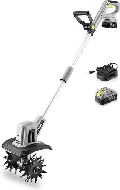 20V Cordless Tiller Cultivator,48 Steel Tines Garden Tiller,9inch Wide Electric Tiller for
