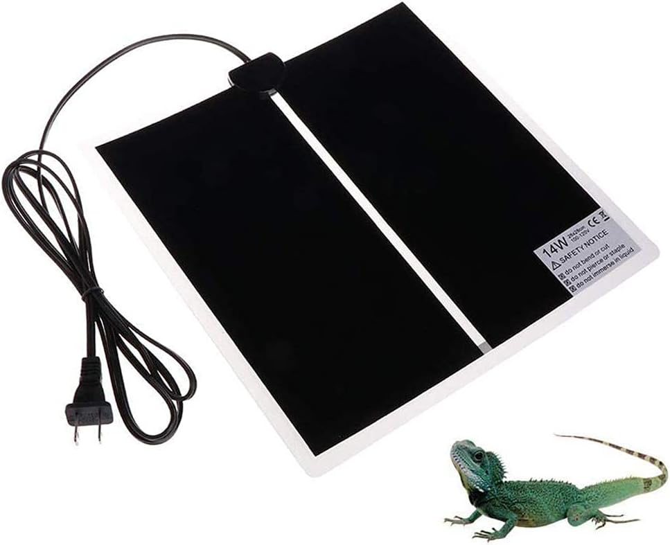 KABASI Reptile Heating Pad, 14W 11x11 inch Waterproof Reptile Heat Pad Under Tank Terrarium with
