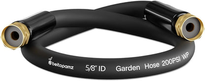 Short Garden Hose 1 ft x 5/8 in Small Water Hose Extend Connector, Lightweight Rubber Hybrid Leader
