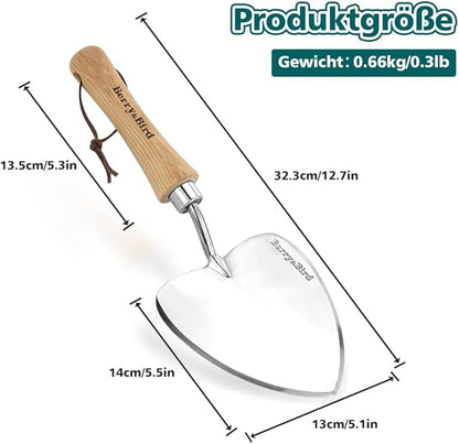 Berry&Bird Perennial Trowel, Oversized Garden Potting Trowels with Sharp Blade Wood Hand Shovel