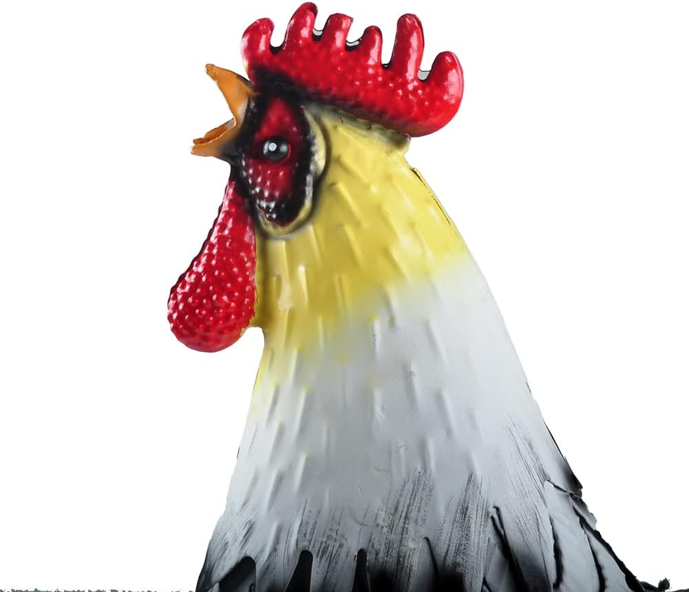 15” Rooster Statue Chicken Sculpture Garden Decoration Metal Yard Art for Yard Outdoor Decoration