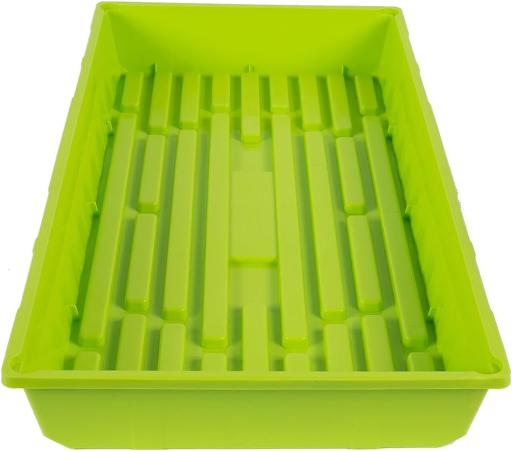 SUNPACK 10" x 20" Mega Plastic Seed Starting Tray, Lime Green, 2.5" (Pack of 30) - No Drainage