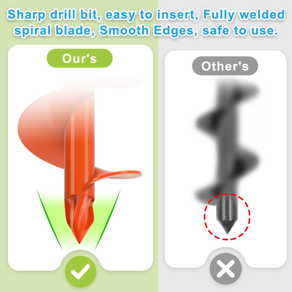 Dolibest 4 x24 Auger Drill Bit for Planting, Steel Garden Auger for Post Hole Digger, Bulb Planter
