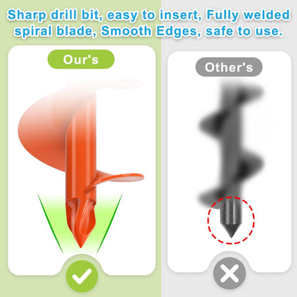 Dolibest 4 x24 Auger Drill Bit for Planting, Steel Garden Auger for Post Hole Digger, Bulb Planter