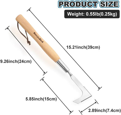 Berry&Bird 15.2'' Crack Weeder Crevice Weeding Tool with Ashwood Handle, Manual Weed Puller for