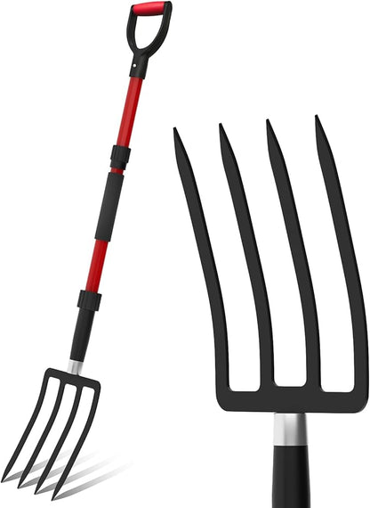 COSITA Pitch Fork for Garden, 44-Inches Pitchfork with Fiberglass Handle, Gardening Spading Fork