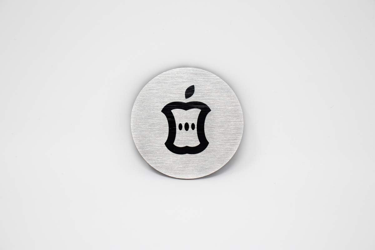 Metal Compost Sign | 2” Round, Compost Bin Label for Waste Basket | Brushed Silver Aluminum with