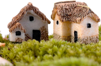 SUPVOX 8Pcs Mini Resin Village House Figurines for DIY Moss Micro Landscape Terrarium Decor Fairy