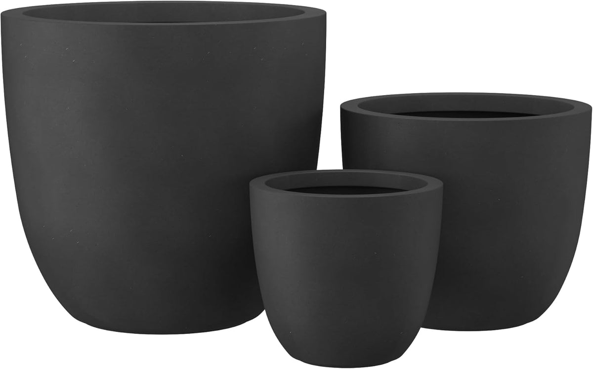 Kante 18",14",10" Dia Concrete Round Planters (Set of 3), Outdoor Indoor Large Planter Pots with