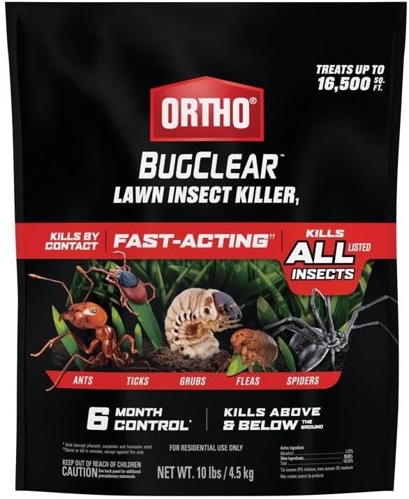Ortho BugClear Lawn Insect Killer1, Kills Ants, Spiders, Ticks, Fleas, Armyworms and Grubs, Treats