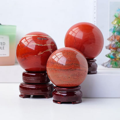 5-6CM/1.97-2.36inch Magical Natural Red Jasper Stone Ball Quartz Crystal Mineral Reiki Treatment