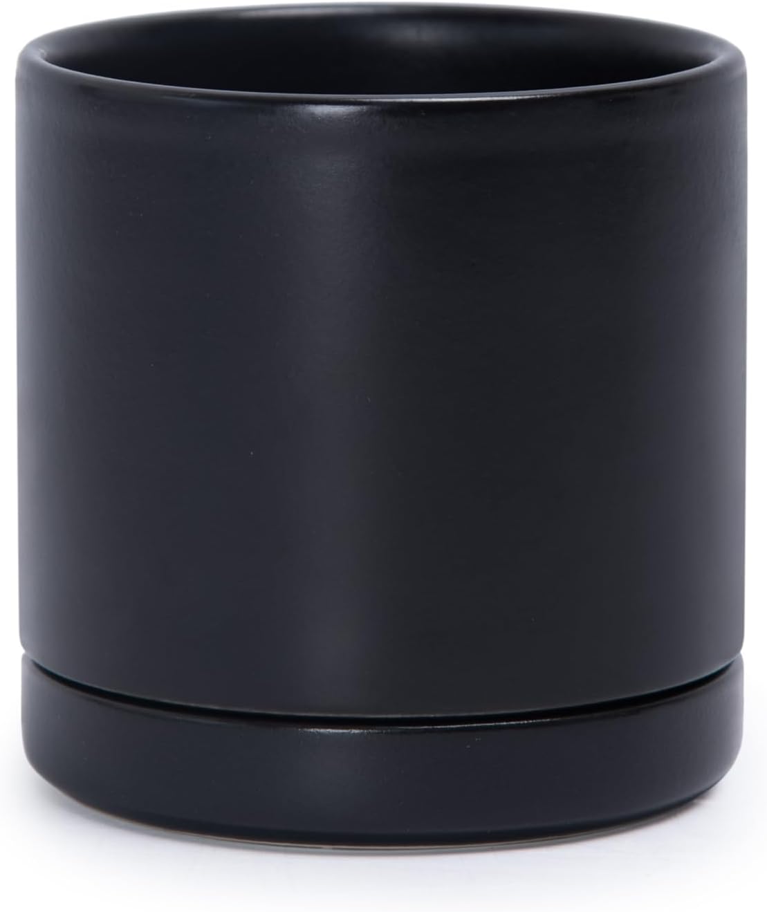 D'vine Dev 3.5 Inch Ceramic Planter Pot with Drainage Hole and Saucer, Indoor Cylinder Round