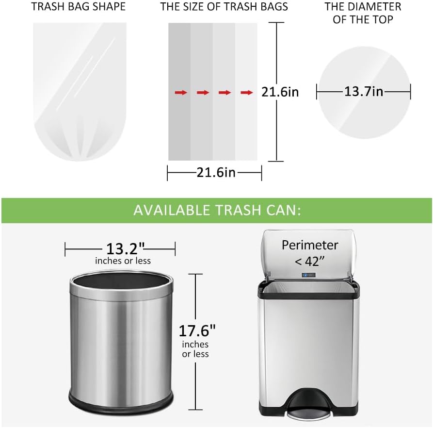 5 Gallon 180 Counts Small Strong Trash Bags Garbage Bags by RayPard, fit 18-20 Liter, 4.5-5,5.3 Gal