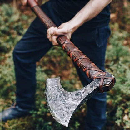 SHINY CRAFTS | 40" Handmade Double Head Norse Axe, Hand Forged Steel Dane Axe with Broad Blade