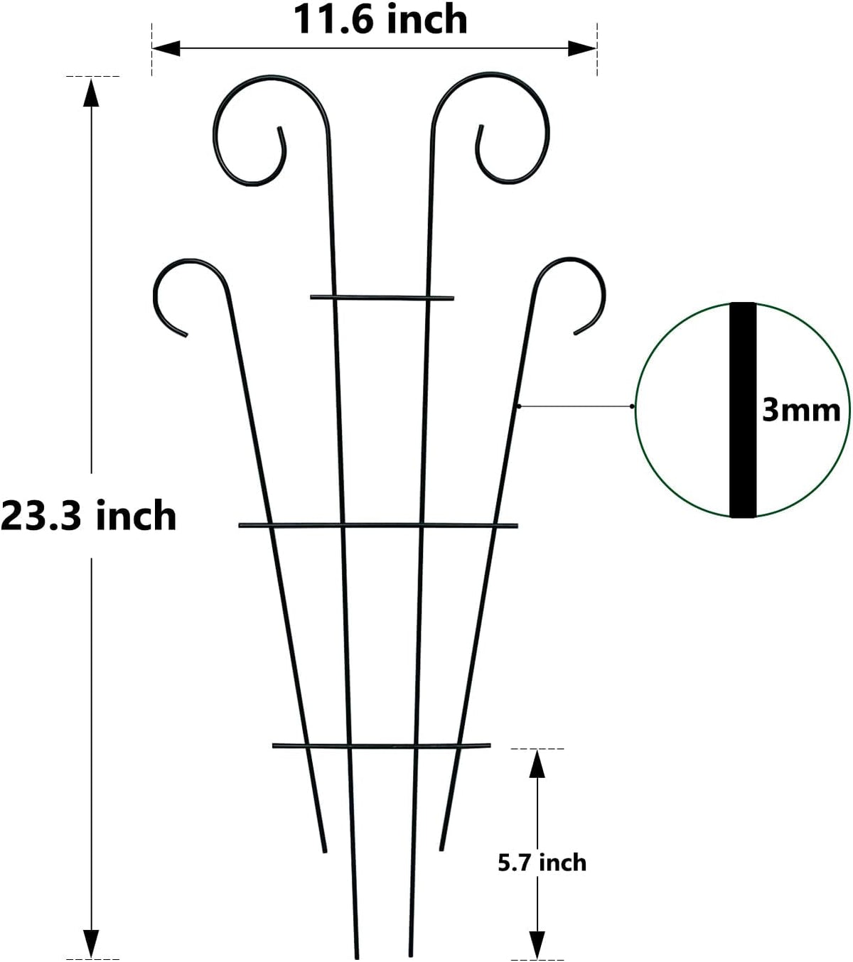 4 Pack 23'' Indoor Plant Trellis for Potted Plants Climbing, Outdoor Metal Garden Trellis