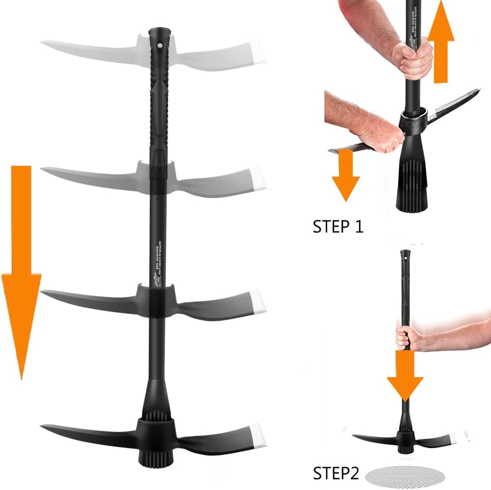 glorousamc Forged Adze Pick, Weeding Mattock Hoe Pick Mattock with Fiberglass Handle, Garden Pick