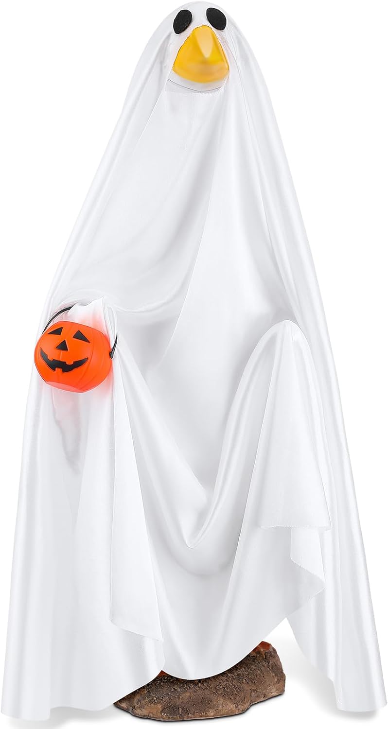 Halloween Goose Outfit Ghost Porch Outfits Yard Clothes Silly Lawn Shirt for 23'' Cement Plastic
