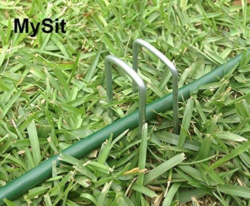 MySit 6" Galvanized Landscape Staples Garden Stakes Pins 24 Pack, Heavy-Duty 11 Gauge Garden