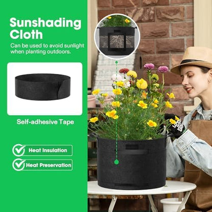 VIVOSUN 3-Pack 7 Gallon Visible Potato Grow Bags, 320G Thick Nonwoven Fabric Pots with Strap