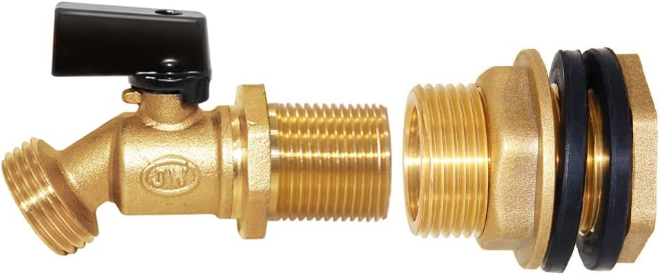 Joywayus Brass Water Container/Rain Barrel Spigot 3/4" Threaded Quarter Turn Ball Valve & 3/4"
