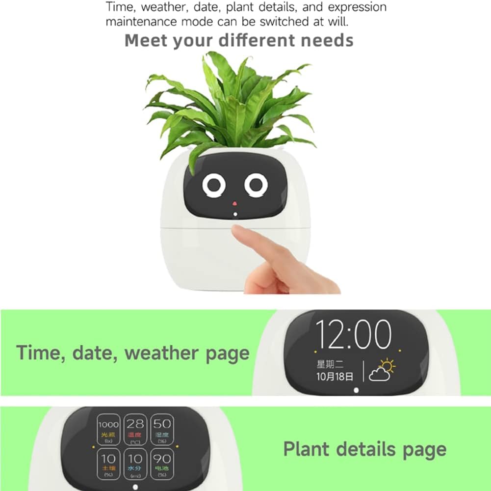 Smart Pet Planter, Smart Plant Pot, With Artificial Intelligence, Time Weather Display, And
