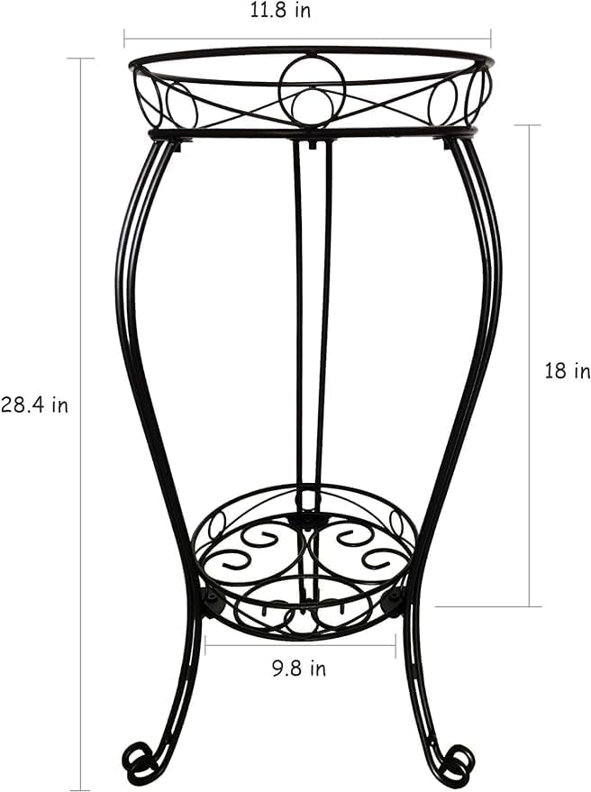 28.4 inches Tall Metal Plant Stand 11.8 Dia for Indoor or Outdoor use,2 Tier Heavy Duty Flower Pot