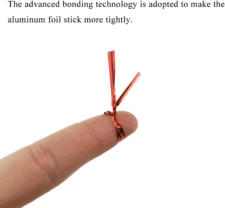 HAHIYO 300Pcs 4 Inches Red Metal Twist Ties for Bread, Candy, Coffee, Plant Garden, Cellophane