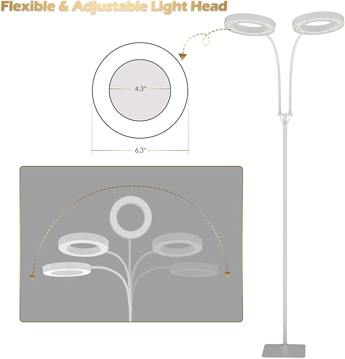 GLOWRIUM Grow Light with Stand,2-Head LED Plant Light for Indoor Plants, Full Spectrum Grow Lamp
