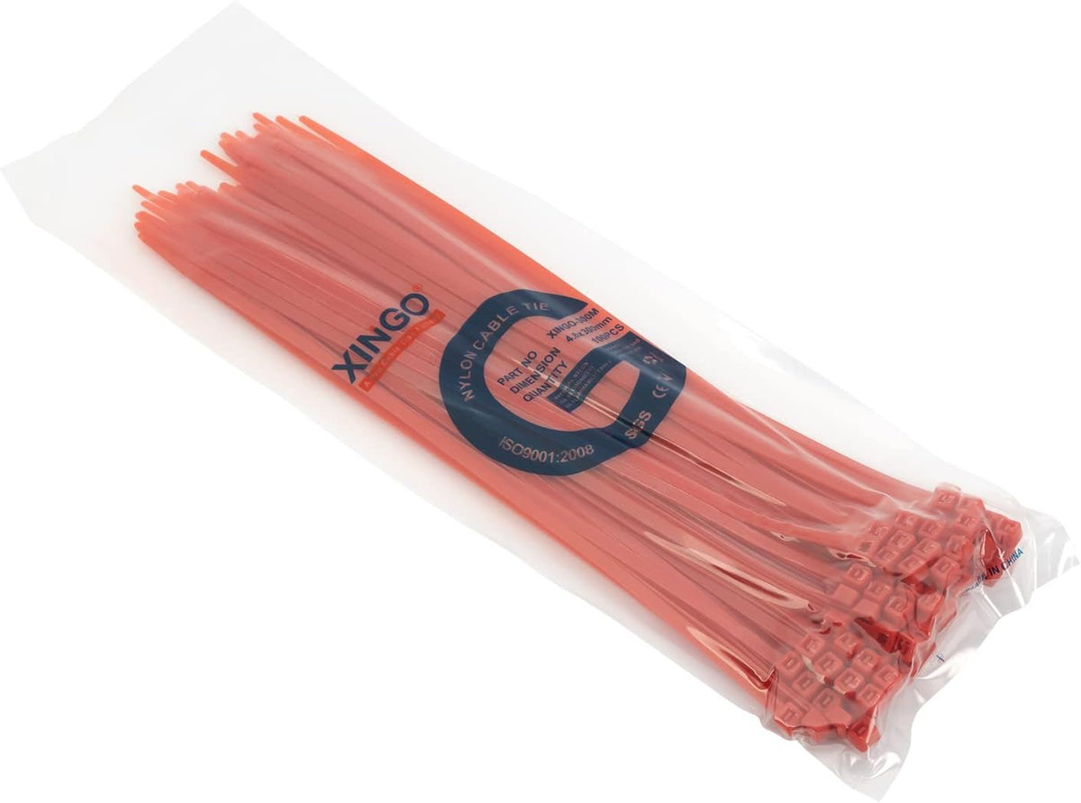 XINGO 100PCS Cable Zip Ties Heavy Duty, Premium Nylon Plastic Wire Ties with 50 Pounds Tensile